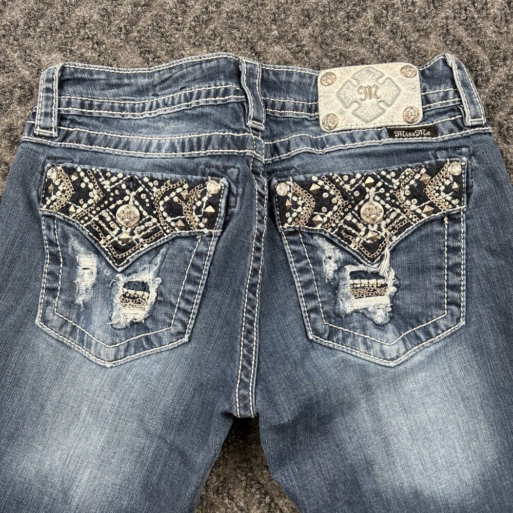 Miss Me Jeans Signature Bootcut 30x30 Embellished Chains Jewels Stretch - Picture 9 of 12